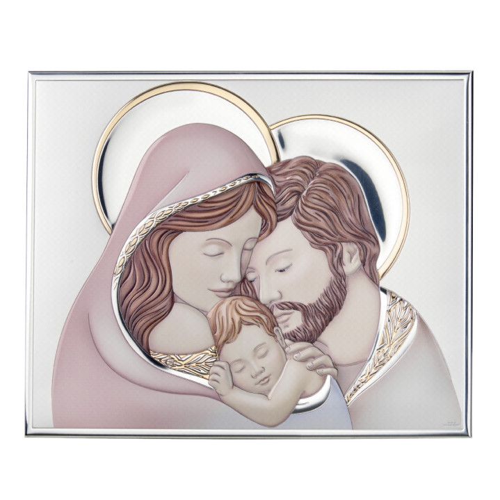 Icono Religioso Latón Bilaminado 26x21cm 81394/4LSM Sagrada Familia a Color