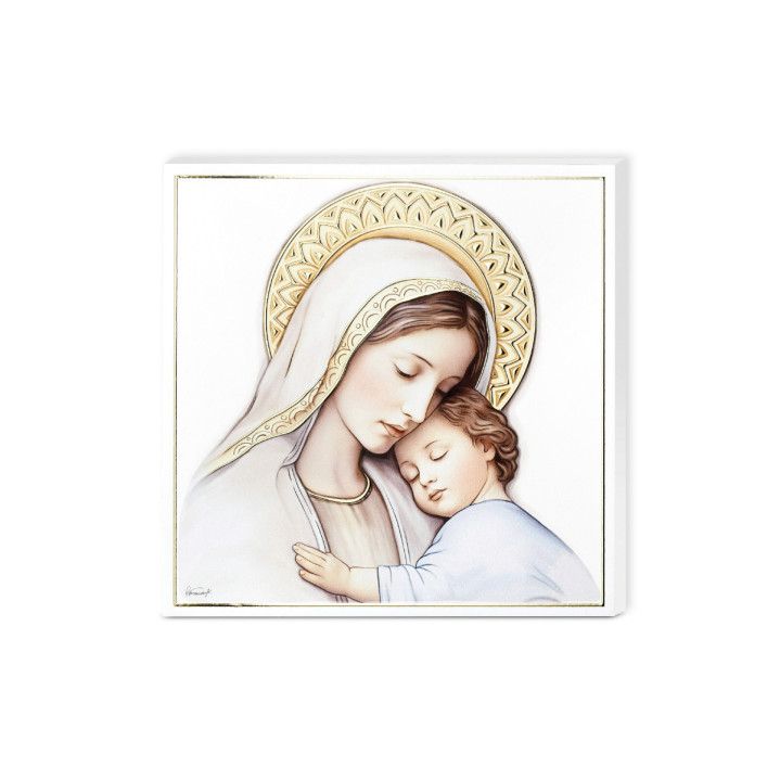 Icono Religioso Madera 12x12cm 81802/3L Virgen - Niño