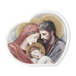 Icono Religioso Madera 15x13cm 81655/2L Sagrada Familia Forma Corazón