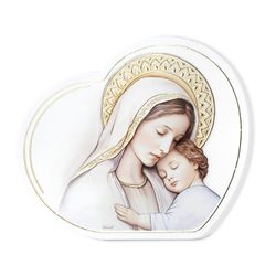 Icono Religioso Madera 35x32cm 81653/5L Virgen - Niño Forma Corazón