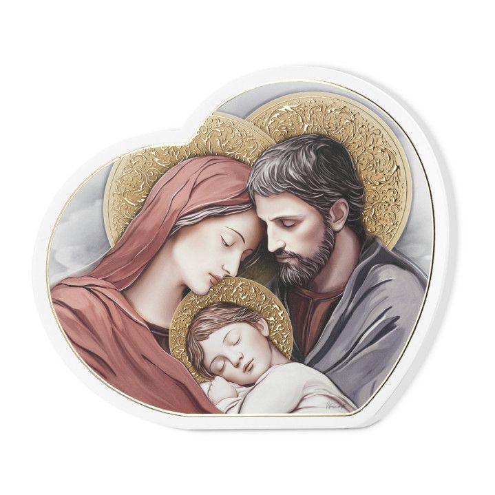 Icono Religioso Madera 35x32cm 81655/5L Sagrada Familia Forma Corazón