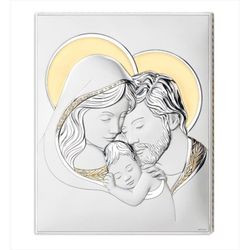 Icono Religioso Sagrada Familia Cuadro Plateado Bicolor Dorado 81352/4LORO 22x26cm