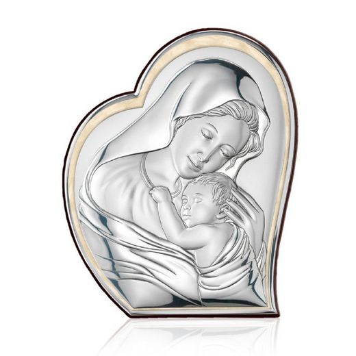Icona Religiós Verge Amb Nen Platejat Bicolor Daurat 81051/2L 12x14,5cm