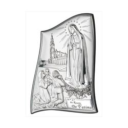 Icono Religioso Virgen Fátima Con Pastores Plateado 81002/2L 6,5x9,5cm