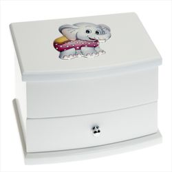 Joyero Cajon Elefante Musical GA1056MB 18X13X13 Blanco
