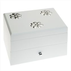 Joyero Cajon Tirador Flores  Musical GA1080MB 20X15X12 Blanco