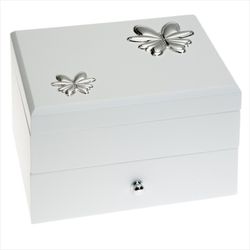 Joyero Cajon Tirador Mariposas Musical GA1083MB 20X15X12 Blanco