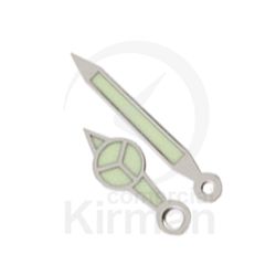 Juego Agujas Reloj Metal Cromado 259168 Luminosas Calibres Diámetro (Horaria 1,50mm - 8mm Largo / Minutero 0,90mm - 12mm Largo)