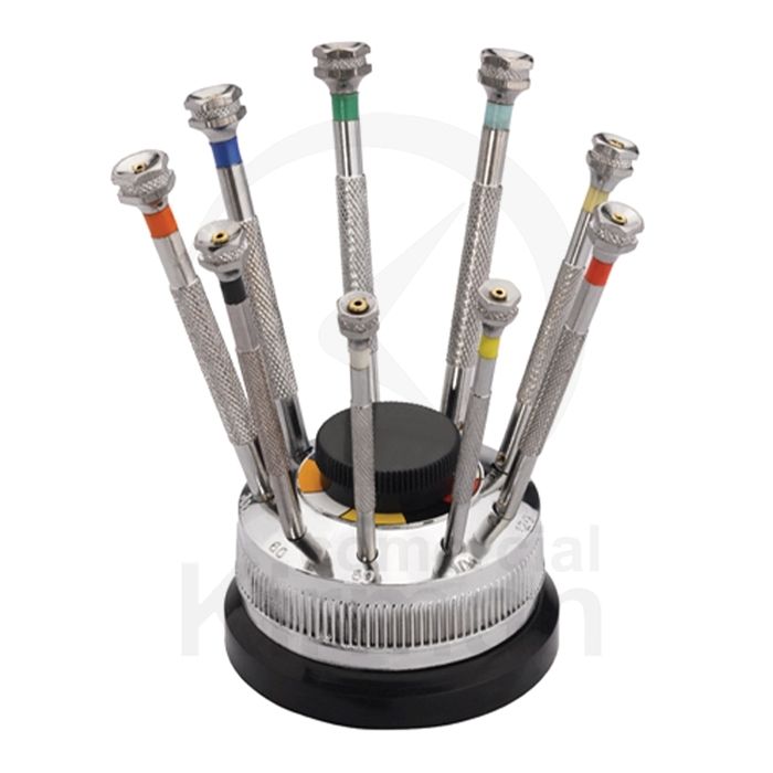 Juego Destornilladores Acero 0.60-3.00mm 45016 (9) Unidades Punta Plana + (9) Unidades De Recambio De Precision