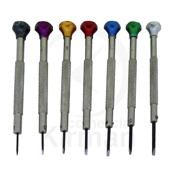 Juego Destornilladores Acero 0.80-2.00mm 45003 (7) Unidades Punta Plana + (7) Unidades De Recambio De Precisión