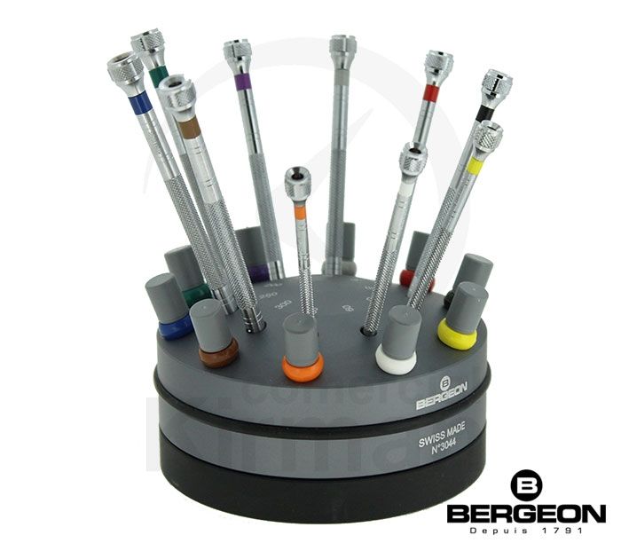 Juego Destornilladores Bergeon Acero 0.50-3.00mm 45053 (10) Unidades Punta Plana + (10) Unidades De Recambio De Precisión