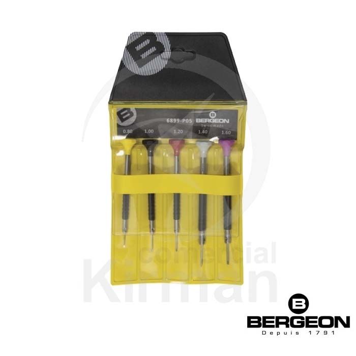 Juego Destornilladores Bergeon Acero 0.80-1.60 mm 45110 (5) Unidades Punta Plana