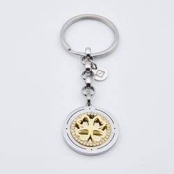 Llavero Acero Bicolor Dorado Sovrani AV0060 Trébol Strass Circonitas