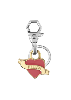 Llavero Acero Hombre Philipp Plein PJFEA10KU Colgante Corazón Rojo Bicolor Dorado Frase Plein