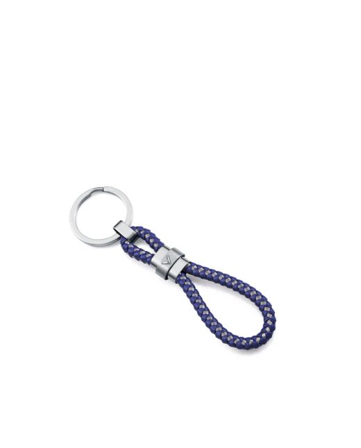 Llavero Acero-Piel Azul Viceroy Hombre 75434L01013 Trenzado Detalle Placa Acero