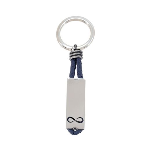 Sovrani AV0204 Blue Braided Leather Steel Keychain with Infinity Plate