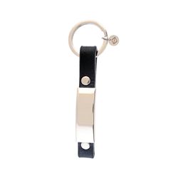 Llavero Plata Sovrani AV0134 Piel Negra Con Placa