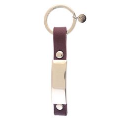 Llavero Plata Sovrani AV0135 Piel Marrón Con Placa