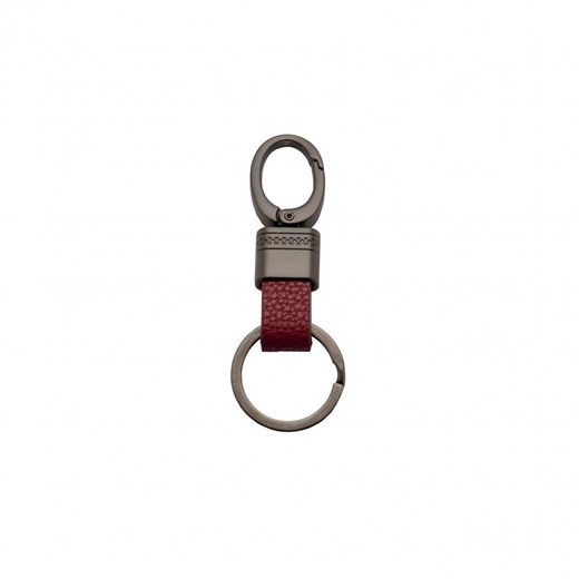 Sovrani PCH0547 Red Leather Silver Keychain with Ring
