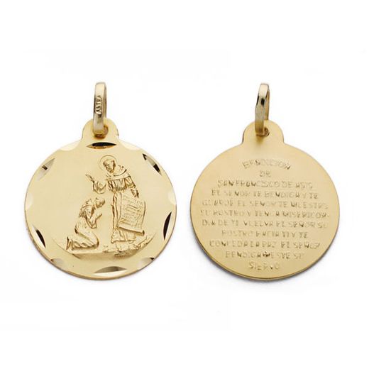 Saint Francis Blessing Medal Gold 18kts 16mm P2878-316
