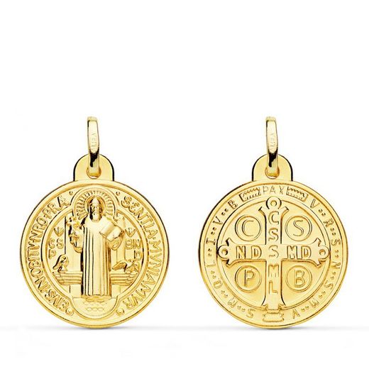 Scapular Medal Saint Benedict Monk Gold 18kts 20mm P8098-020