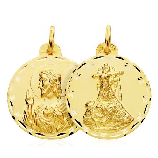 Skapuliermedaille Virgen de las Angustias Herz Jesu Gold 18kts 24mm 26000586