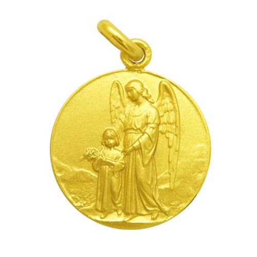 Medalla Oro 18kts Angel De La Guarda Bisel 18mm M1/1/14/18