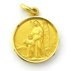 Medalla Oro 18kts Angel De La Guarda Media Cańa 17mm M1/9/14/17