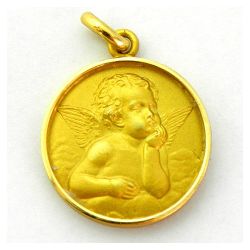Medalla Oro 18kts Angel Serafin Media Cańa 17mm M1/9/4/17