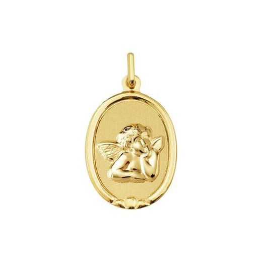 18kt Gold Medal Angelito Argyor MRM 16x12mm (18)1904454 Oval Glossy-Matte