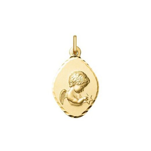 Medalha de ouro 18k Little Angel Argyor MRM 17x13mm (18)1412415N Moldura facetada
