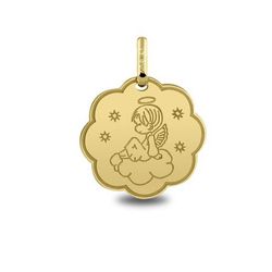 Medalla Oro 18kts Angelito Grabado Argyor MRM 16mm (18)1961006 Nube