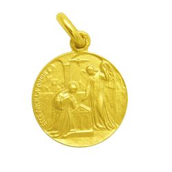Medalla Oro 18kts Anunciación De Virgen 16mm M1/1/17/16