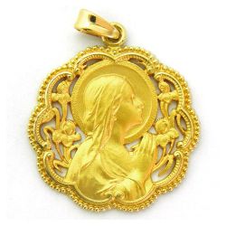 Medalla Oro 18kts Ave Manos Calada 30mm MK1/18/2/30