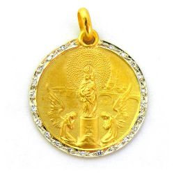 Medalla Oro 18kts Virgen Pilar Con Brillantes 20mm MO1/1/9/20