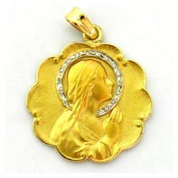 Medalla Oro 18kts Ave Manos Con Brillantes 25mm  MC1/6/2/25