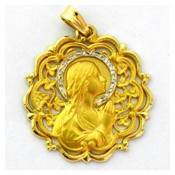Medalla Oro 18kts Ave Manos Con Brillantes 25mm MCK1/8/2/25