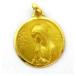 Medalla Oro 18kts Ave Maria Flores 22mm M1/4/139/22
