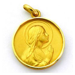 Medalla Oro 18kts Ave Maria Manos 21mm M1/9/2/21
