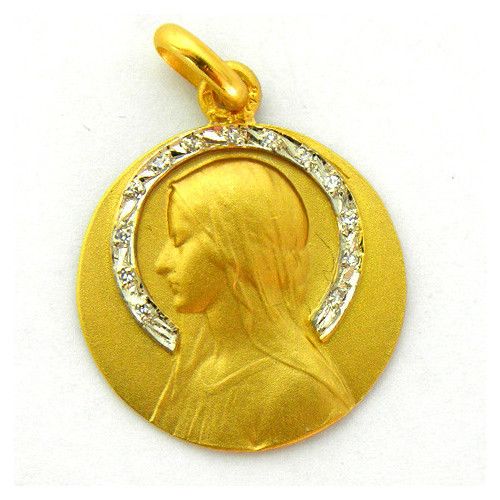Medalla Oro 18kts Ave Velo Con Brillantes 18mm MC1/1/1/18
