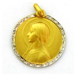 Medalla Oro 18kts Ave Velo Con Brillantes 20mm MO1/1/1/20