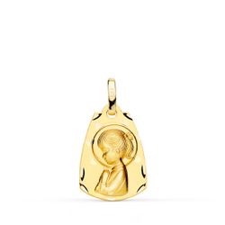 Medalla Oro 18kts Capilla Virgen Niña Perfil Matizada 19x13mm P9131-319