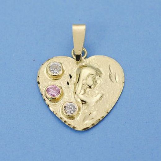 Pingente de menina virgem com medalha de ouro 18kts 23x22mm 26001182