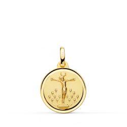 Medalla Oro 18kts Cristo De La Laguna Bisel 18mm P7139-118