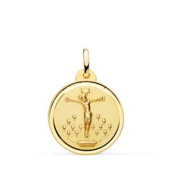 Medalla Oro 18kts Cristo De La Laguna Bisel 20mm P7139-120