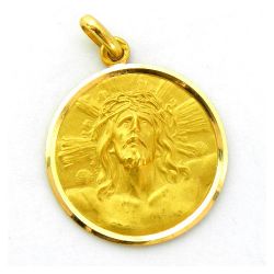 Medalla Oro 18kts Cristo De Limpias Bisel Lapidado 22mm M1/11/137/22