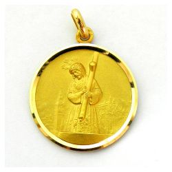 Medalla Oro 18kts Cristo Del Gran Poder Bisel Lapidado 22mm M1/11/25/22