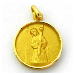 Medalla Oro 18kts Cristo Del Gran Poder Media Cańa 17mm M1/9/25/17
