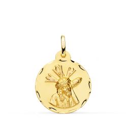 Medalla Oro 18kts Cristo del Gran Poder Tallada 20mm P7143-320