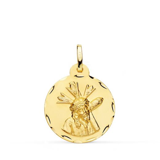 Medalla Oro 18kts Cristo del Gran Poder Tallada 20mm P7143-320
